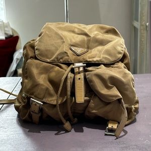 Prada sand Nylon Backpack